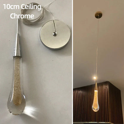 DecorBites™ Crystal Glass LED Pendant Tear Drop Light Chandelier