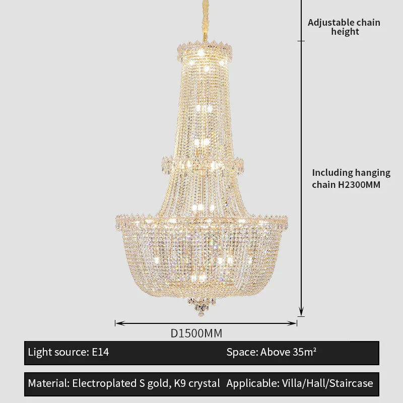 DecorBites™ Crystal Duplex Chandelier: New Light Luxury Modern Design for Living Room & Hall