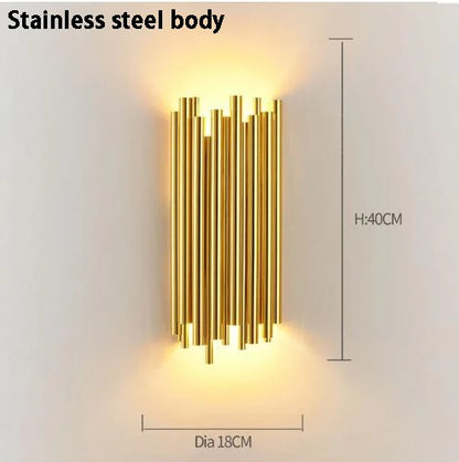 DecorBites™ Golden LED Tube Wall Sconce Light for Living Room, Dining Hall, Stair Decor