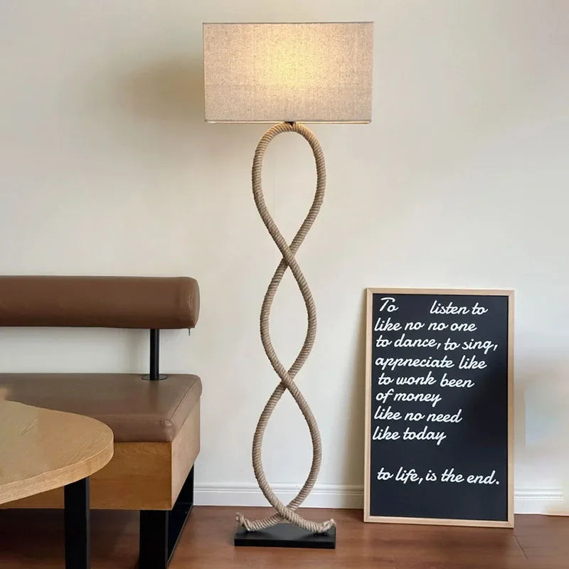 DecorBites™ Hemp Rope Fabric Shade LED Floor Lamp for Home Decor