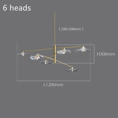 DecorBites™ Lotus Leaf Glass Iron Chandelier for Bedroom Living Room Hall Lighting