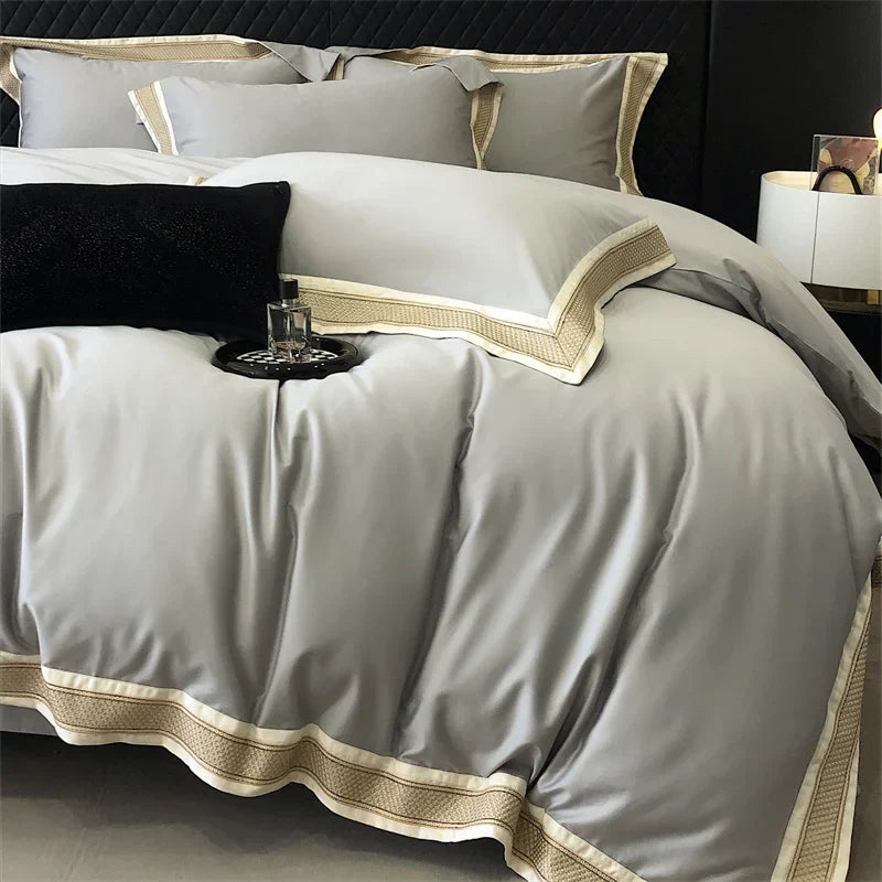 Decobites 1000TC Luxury Embroidery Bedding Set - Full/Queen/King 4Pcs