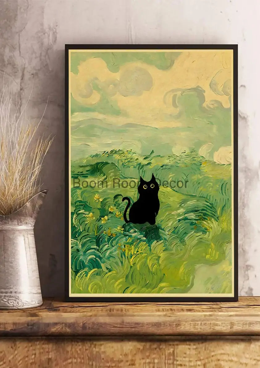 DecorBites™ Cute Digital Cats Cartoon Poster Print