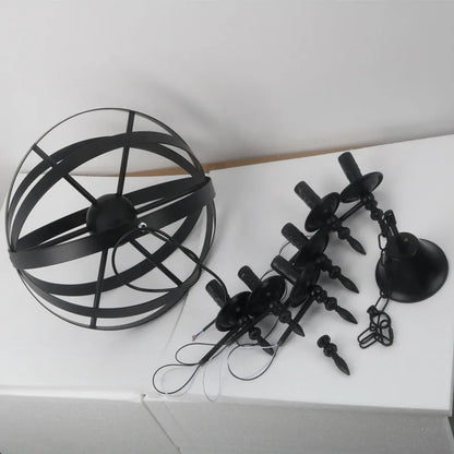 DecorBites™ Industrial Iron Chandelier | Retro Globe Pendant Lighting for Living Room & Kitchen