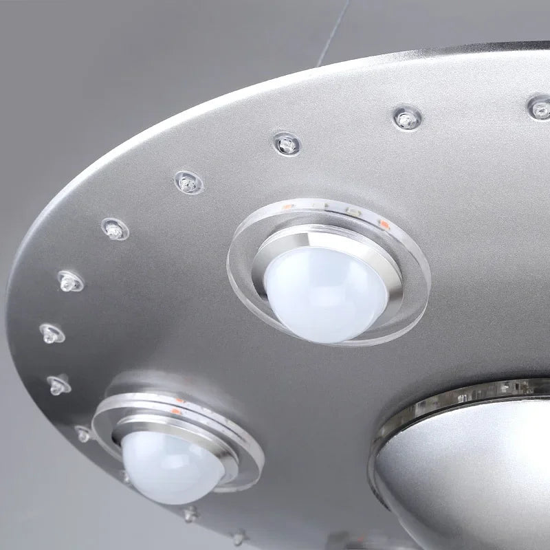 DecorBites™ Alien UFO Design LED Pendant Light for Children's Room, Creative Iron Art Chandelier