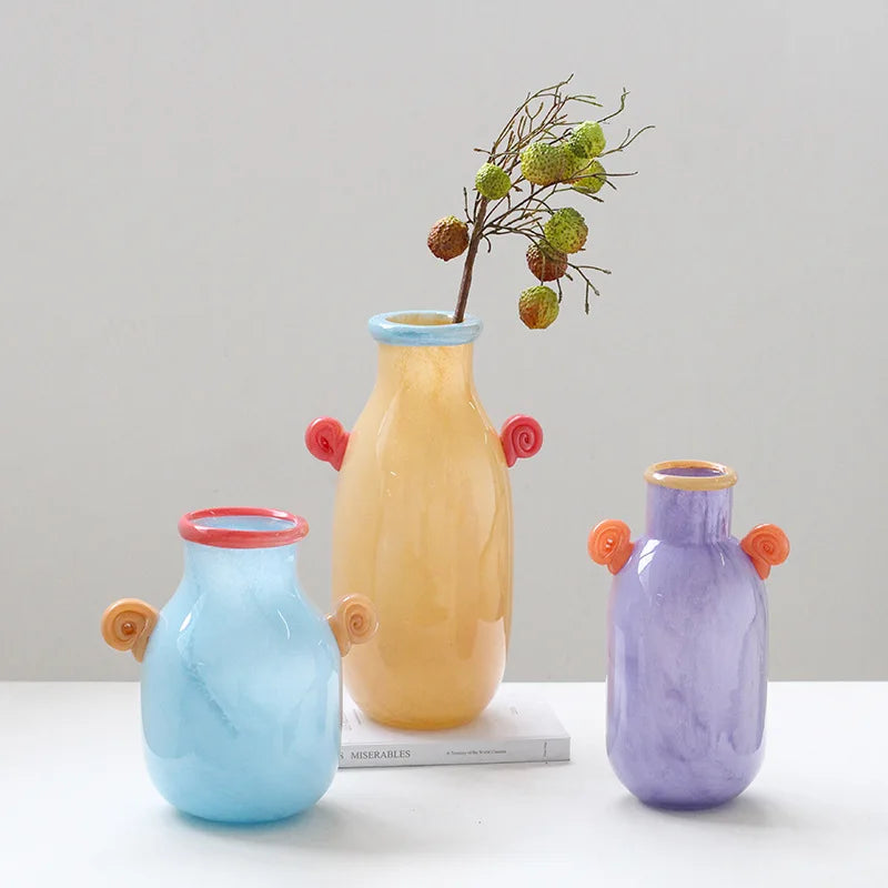 DecorBites™ Glass Vase with Candy Handle for Home Decor and Floral Arrangements