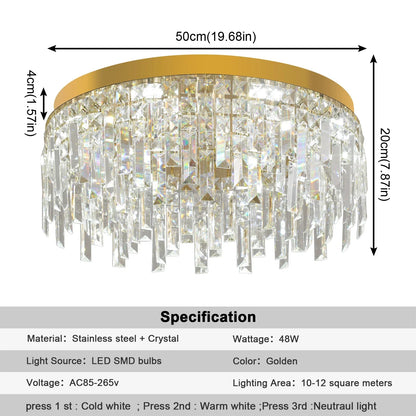 DecorBites™ Crystal Ceiling Chandelier: Modern LED Round Pendant Lamp for Luxury Home Decor