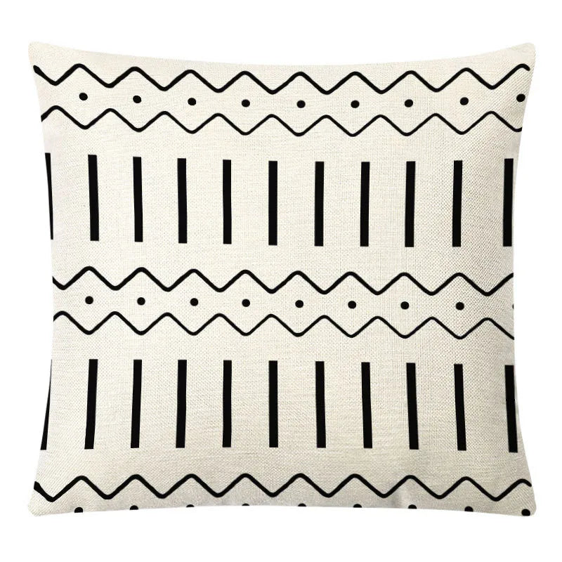 غطاء وسادة من الكتان الأصفر الهندسي من DecorBites™ للديكور العصري 45×45 سم