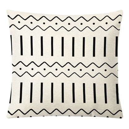 غطاء وسادة من الكتان الأصفر الهندسي من DecorBites™ للديكور العصري 45×45 سم