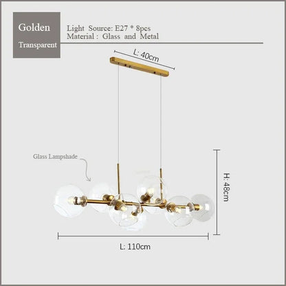 ثريا زجاجية من DecorBites™ باللون الأسود الذهبي بتصميم كرة زجاجية، مصباح علوي حديث لغرفة المعيشة، إضاءة جزيرة المطبخ