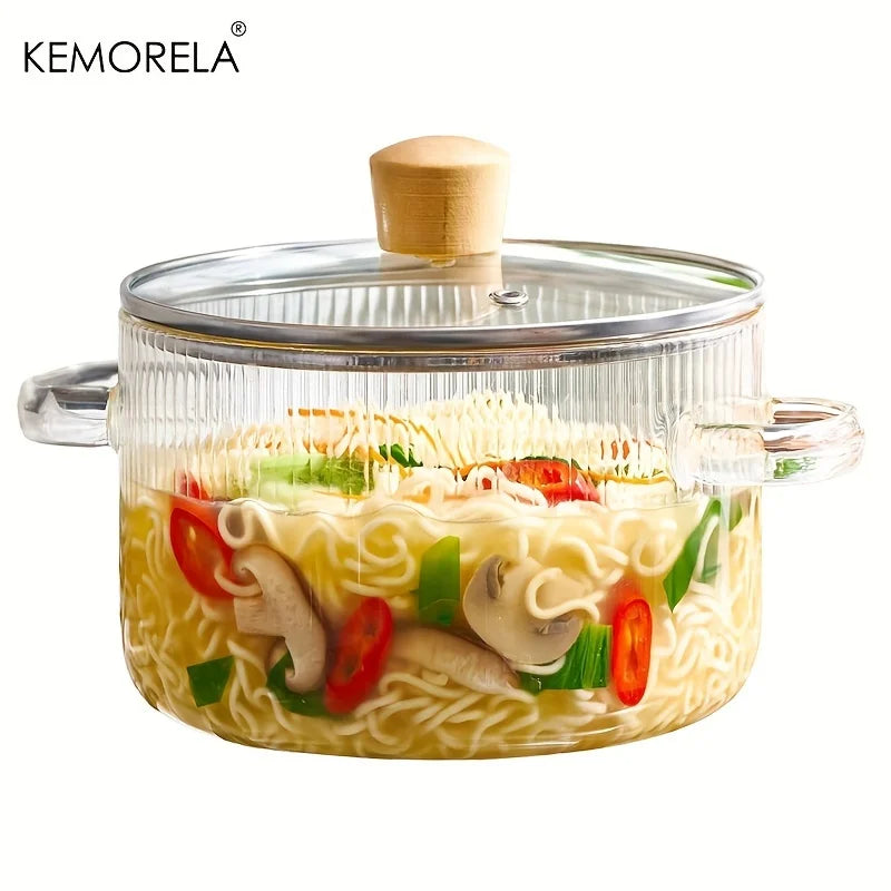 DecorBites™ Heat-Resistant Glass Cooking Pot with Lid - 1.6L | Versatile Soup and Stock Pot