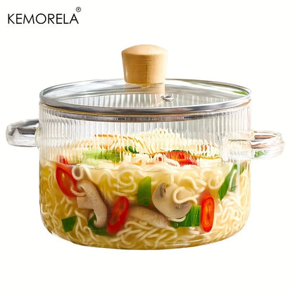 DecorBites™ Heat-Resistant Glass Cooking Pot with Lid - 1.6L | Versatile Soup and Stock Pot