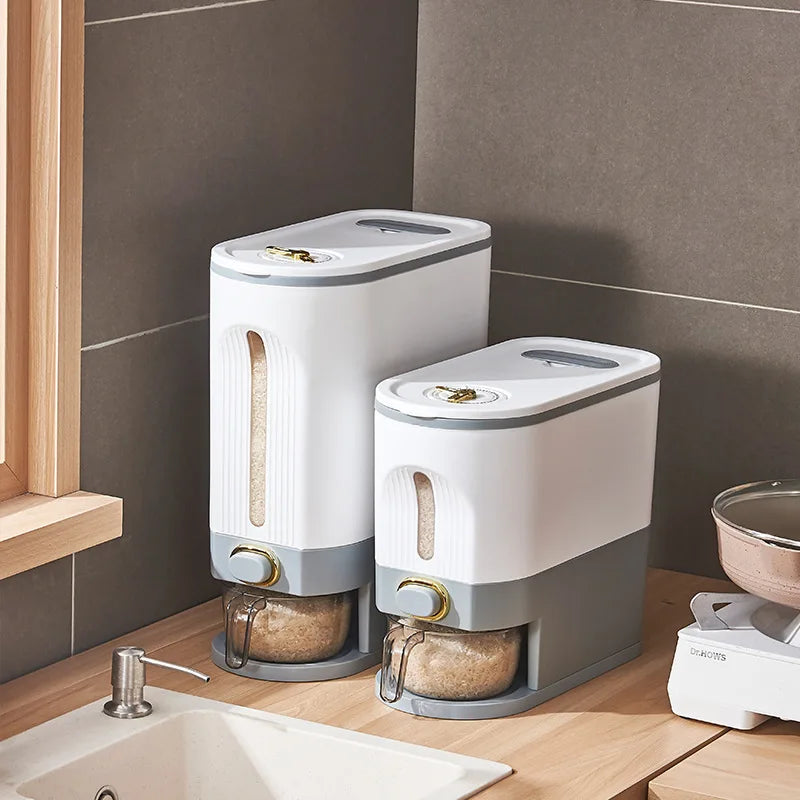 DecorBites™ Large Capacity Rice Dispenser Kitchen Grain Container Moisture Proof Cereal Storage Box