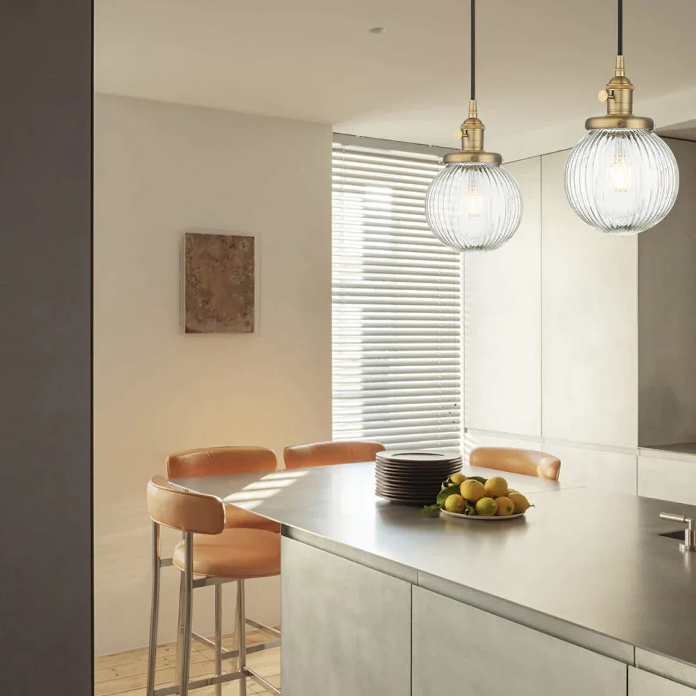 DecorBites™ Clear Glass Globe Pendant Lights E27 Hanglamp for Living Room Loft