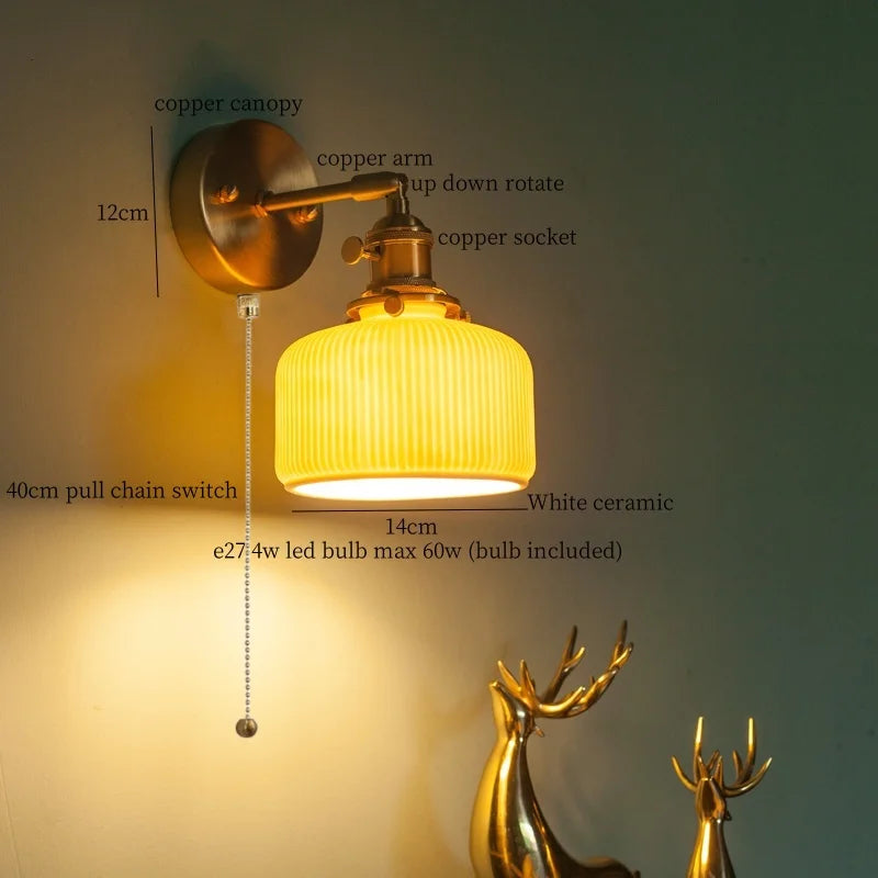 Copper Ceramic Wall Lamp White Ceramic Loft