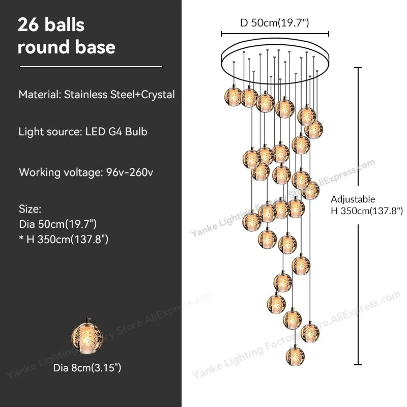 DecorBites™ Crystal Bubble Ball Pendant Light for Home Decor and Hospitality Spaces