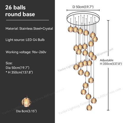 DecorBites™ Crystal Bubble Ball Pendant Light for Home Decor and Hospitality Spaces