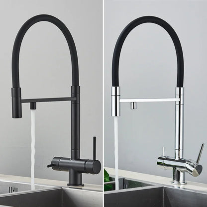 Grifo de filtro de agua de doble salida Decorbites™ para agua potable pura con función de rotación