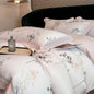 Decobites Eucalyptus Fiber Flowers Bedding Set: Duvet Cover, Bed Sheet, Pillowcase - 4Pcs