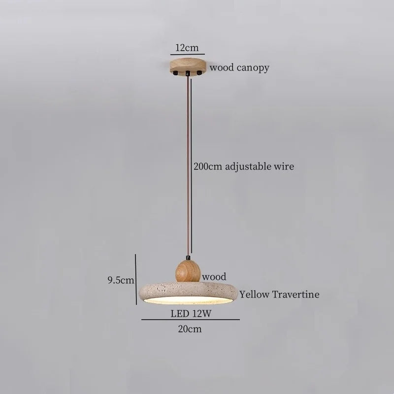 DecorBites™ LED Wood Yellow Travertine Pendant Light for Living Room Bedside - Nordic Interior Lighting