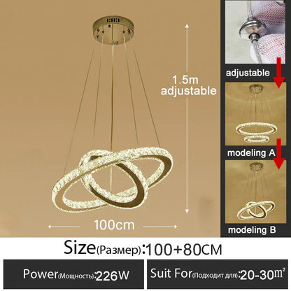 DecorBites™ Gold Gloss LED Crystal Ring Chandelier for Modern Luxury Living Room