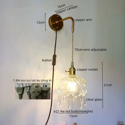 DecorBites™ Crystal Copper LED Wall Sconce Light for Home Decor & Indoor Lighting