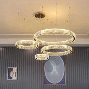 Decorbites™ Candelabro de Cristal Dorado: Lámpara Colgante Redonda Cuadrada de Lujo Moderno para Sala de Estar