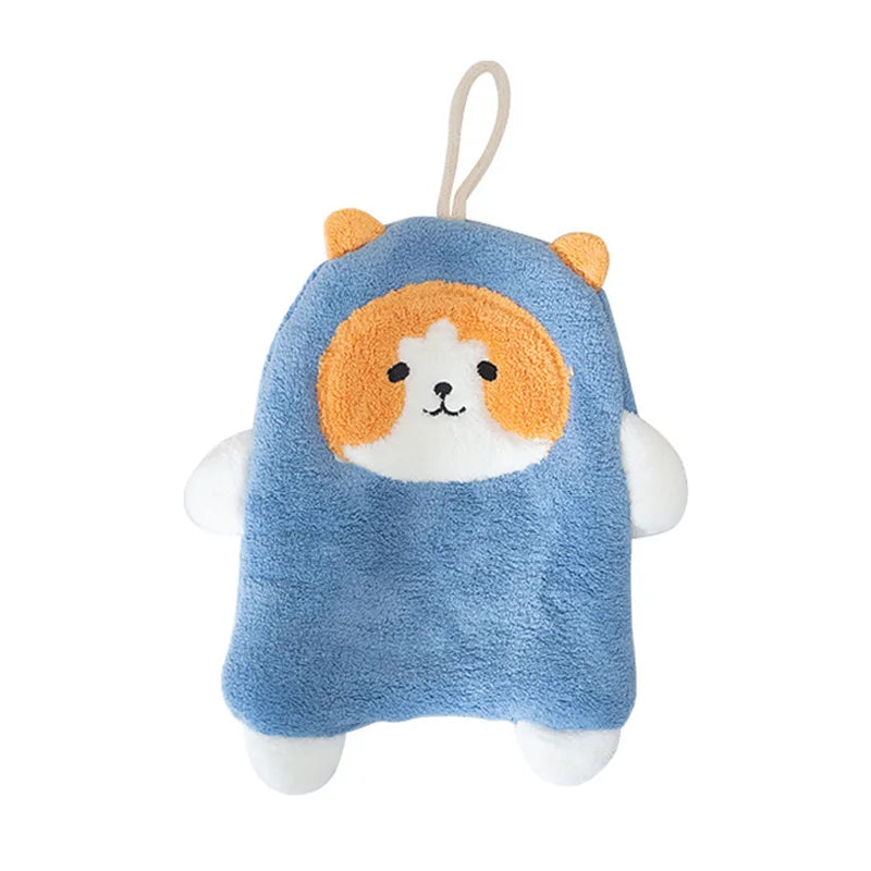 DecorBites™ Cartoon Dog Coral Velvet Hand Towels: Soft, Absorbent, Perfect for Kids and Home
