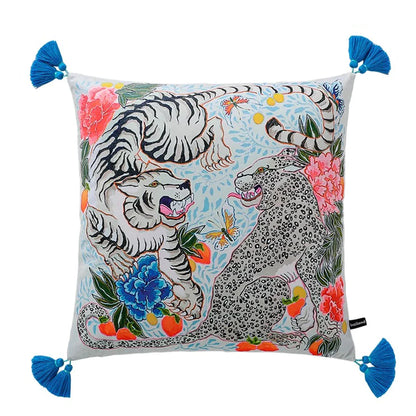 DecorBites™ Handmade Lumbar Pillow Case Lion Dog Floral Decorative Cover