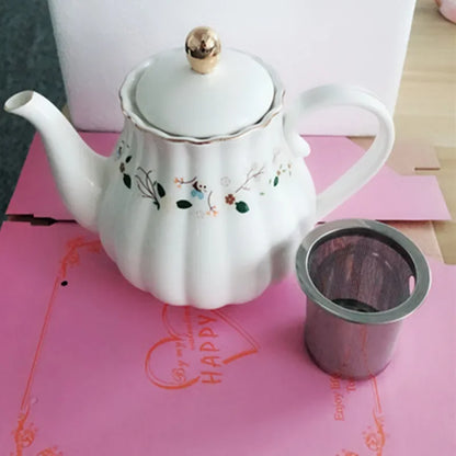 DecorBites™ Elegant Gold Flower Cup & Saucer Set - Delicate Porcelain Tea Coffee Mug