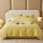 Decobites Faux Fur Bedding Set: Double Queen King Size Duvet Cover Sheet Pillowcase