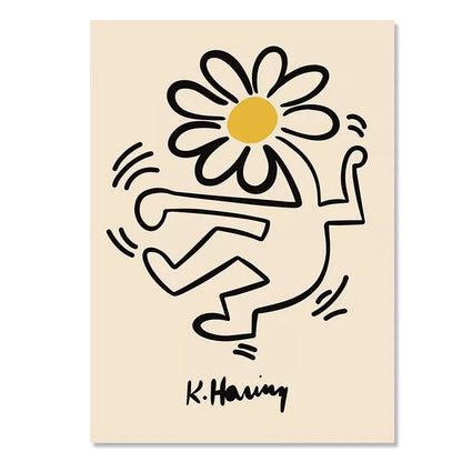 Arte mural abstracto de Yayoi Kusama - Pintura en lienzo del mercado de flores