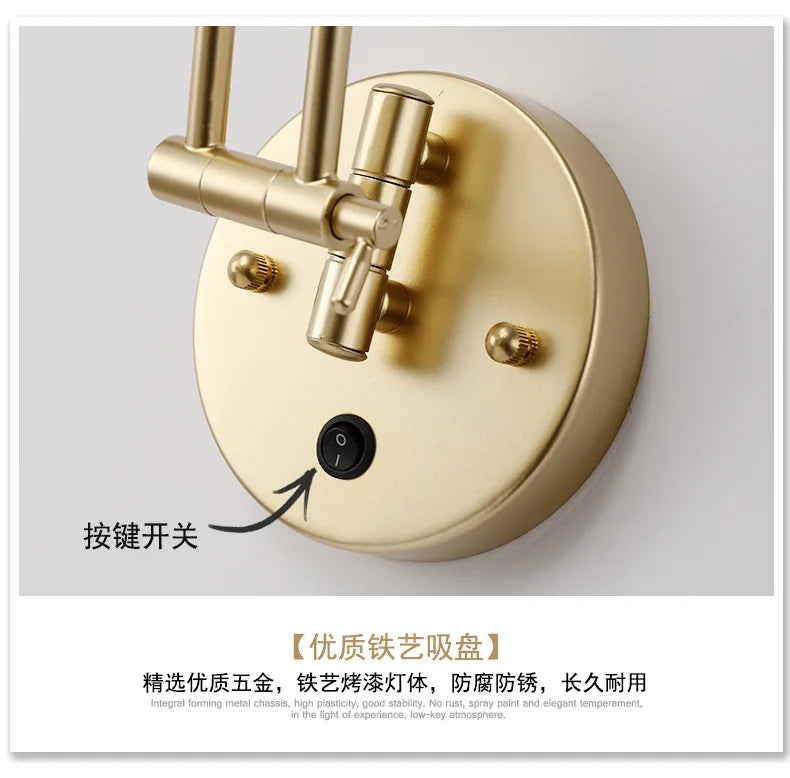 مصباح حائط LED مزود بذراع دوارة قابل للتعديل من DecorBites™ مع مستشعر لمس وأضواء شمعدان