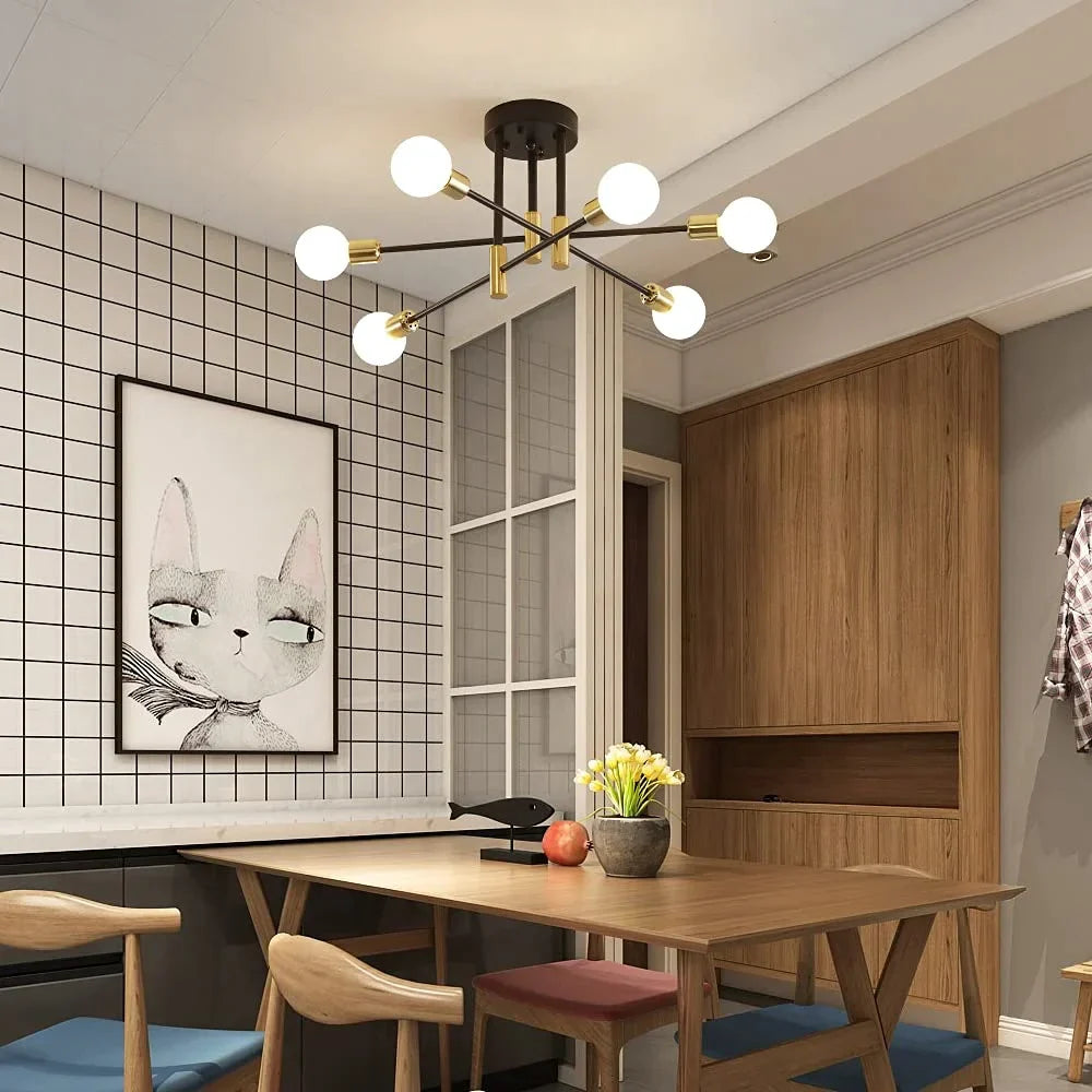 DecorBites™ Industrial Sputnik Chandelier Modern Ceiling Light for Kitchen Dining Bedroom