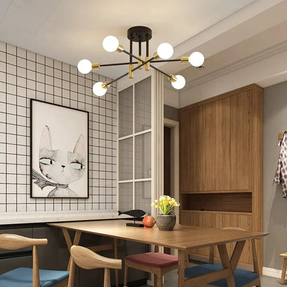 DecorBites™ Industrial Sputnik Chandelier Modern Ceiling Light for Kitchen Dining Bedroom