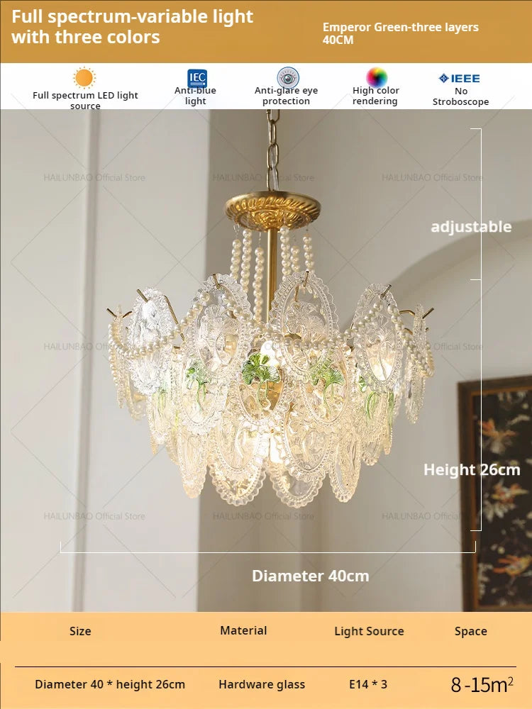DecorBites™ Glass Dining Room Chandelier: Retro French Style for Living & Master Bedroom