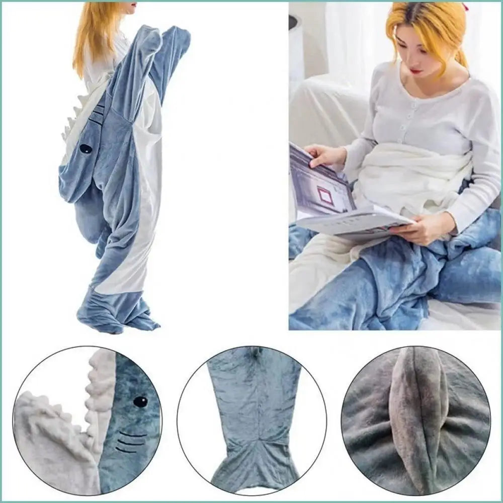 Decobites Shark Blanket Sleeping Bag Cosplay Onesies Costume Homewear Pajamas Blanket Office Nap