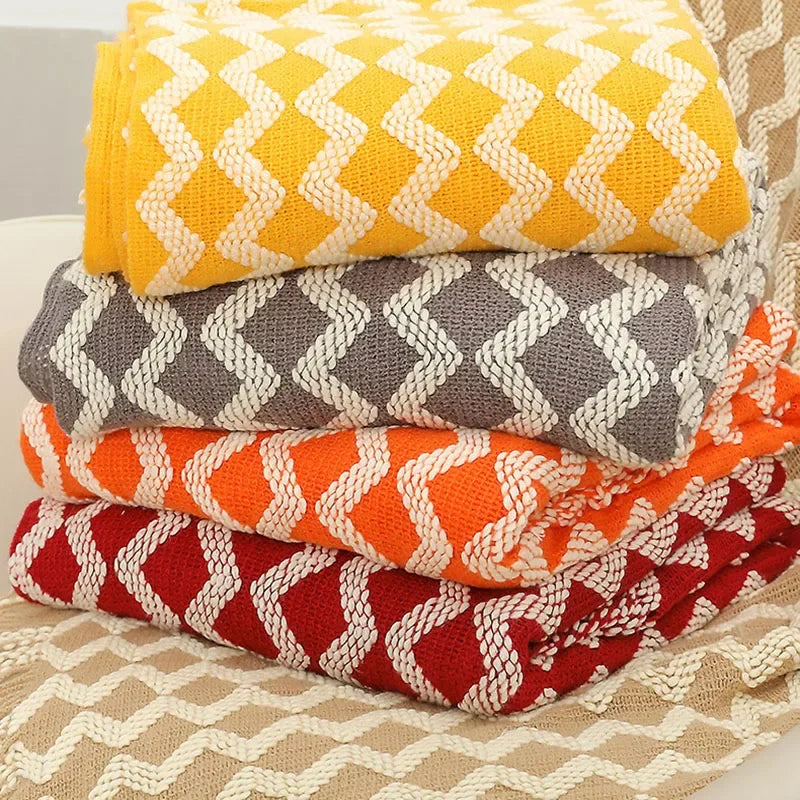 DecorBites™ Knitted Tassel Hem Blanket: Cozy Warmth for Home, Office, Sofa, and More