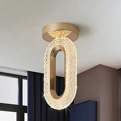DecorBites™ Crystal Oval Gold Ring Pendant Light Chandelier for Living Room & Bedroom
