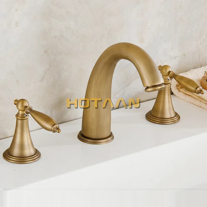DecorBites™ Antique Brass Bath Mixer Set with Hand Shower