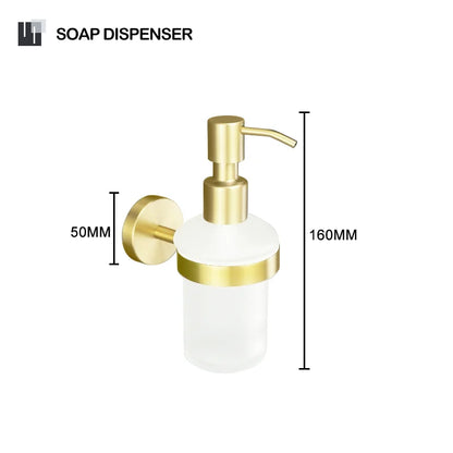 DecorBites™ Brushed Gold Bathroom Set: Towel Bar, Toilet Paper Holder, Hook - Wall Mount Kit
