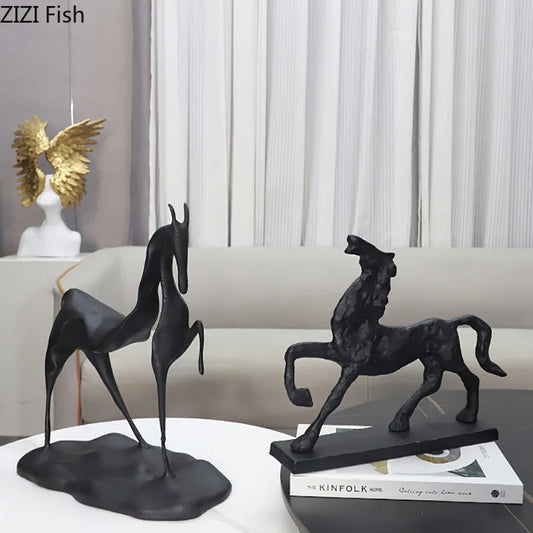 DecorBites™ Cast Iron Horse Sculpture Modern Desk Decor Minimalist Room Artistic Craft Figurine