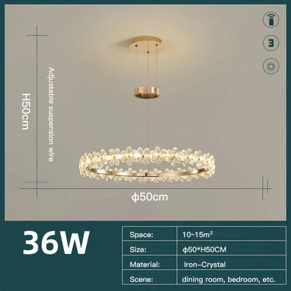 DecorBites™ Crystal Ring LED Chandelier: Modern Luxury Pendant Lamp for Home Decor