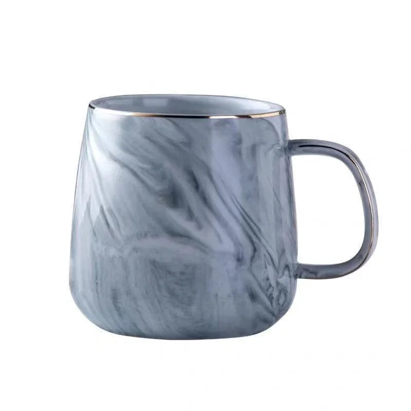 Nordic Ins Style Ceramic Mug Marbled  Gold Rim Coffee Cup Oatmeal Breakfast Cup Valentine's Day present Couple water cups