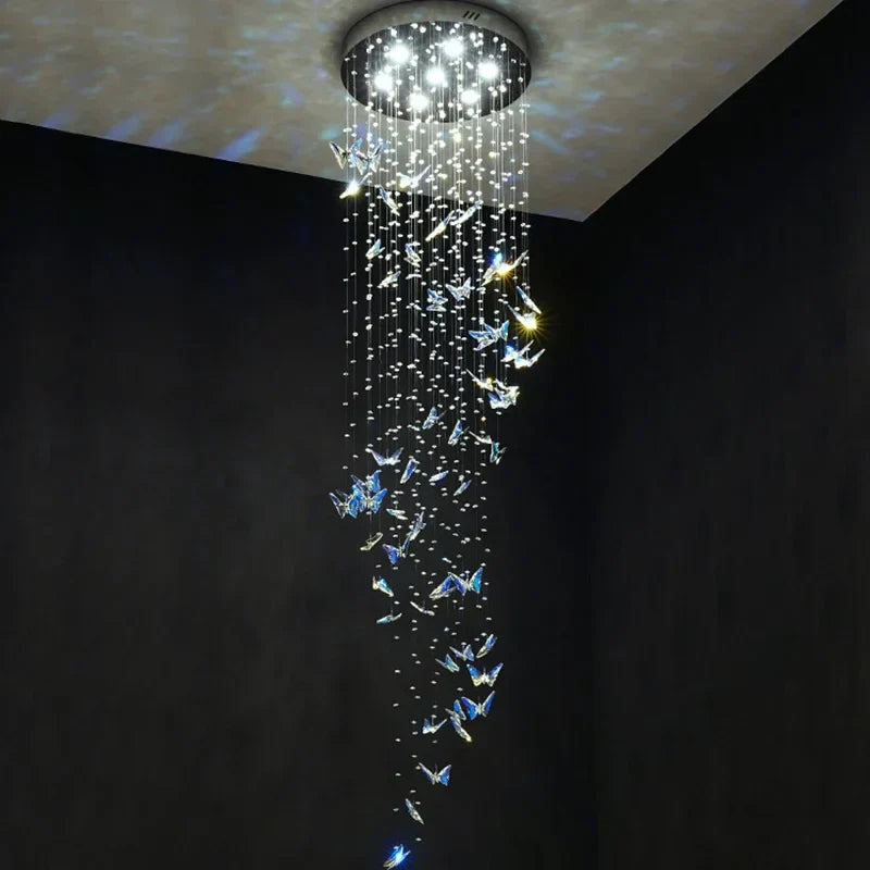 DecorBites™ Crystal Staircase Chandelier: Luxury LED Hanging Lamps for Modern Living Room