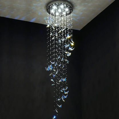 DecorBites™ Crystal Staircase Chandelier: Luxury LED Hanging Lamps for Modern Living Room