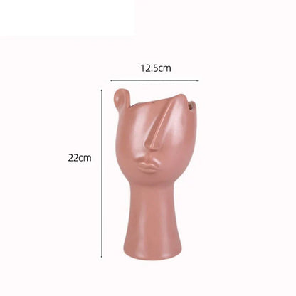 DecorBites™ Abstract Face Ceramic Vase for Table Flowers Decoration