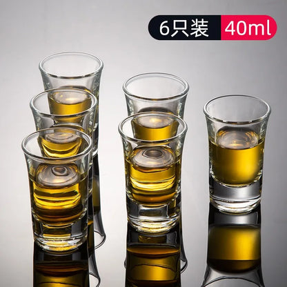 DecorBites™ Glass Spirit Set - Graduated Line Brandy Cups, Transparent Liquor Drinking Glasses