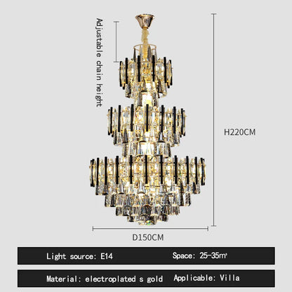DecorBites™ Crystal Hollow Villa Chandelier: Modern Luxury Pendant Light for Living Room and Hotel Lobby