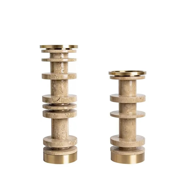 Brown Travertine Candle Holder